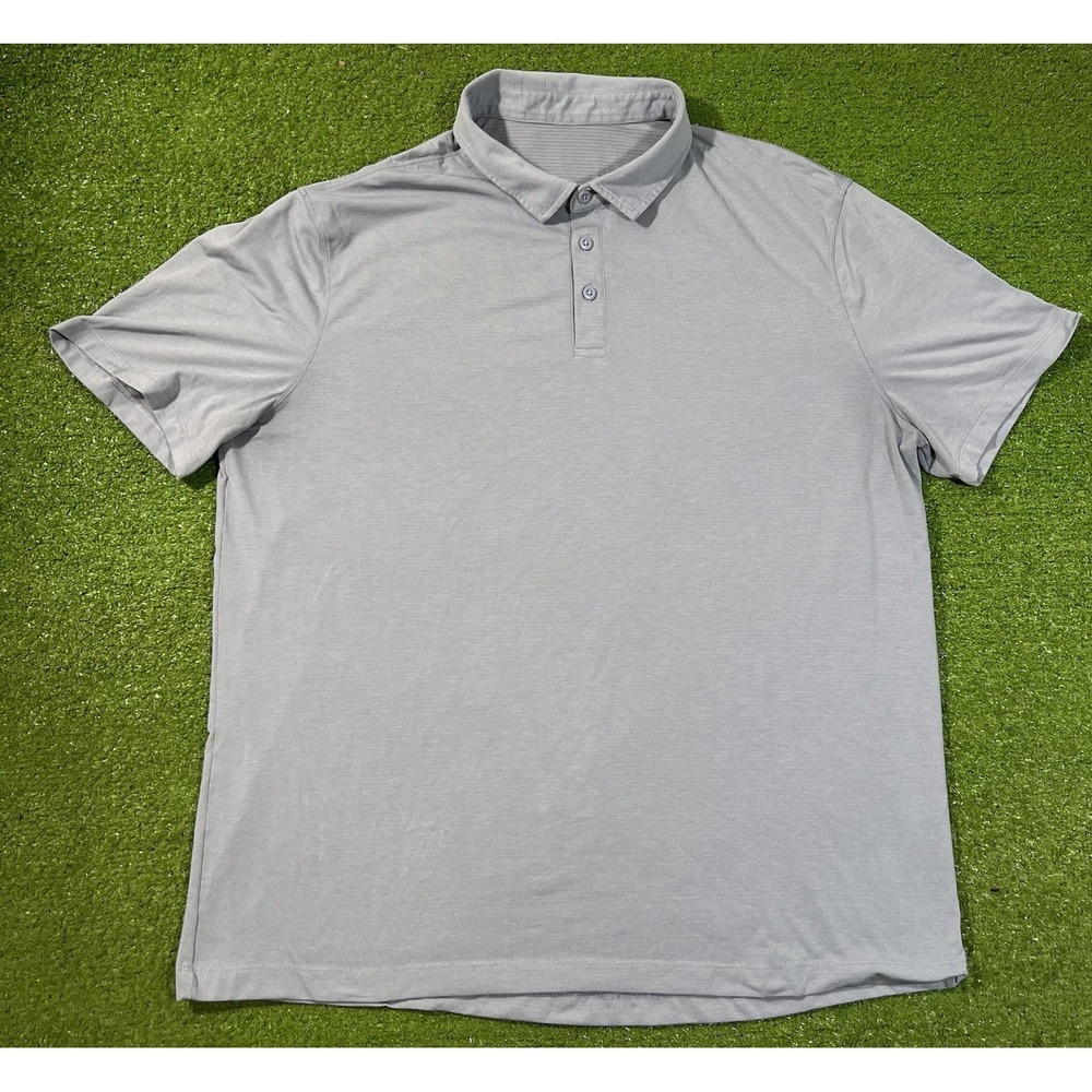 Lululemon Golf‎ Polo 2XL Light Blue Performance Stretch Pima Cotton Preppy EUC